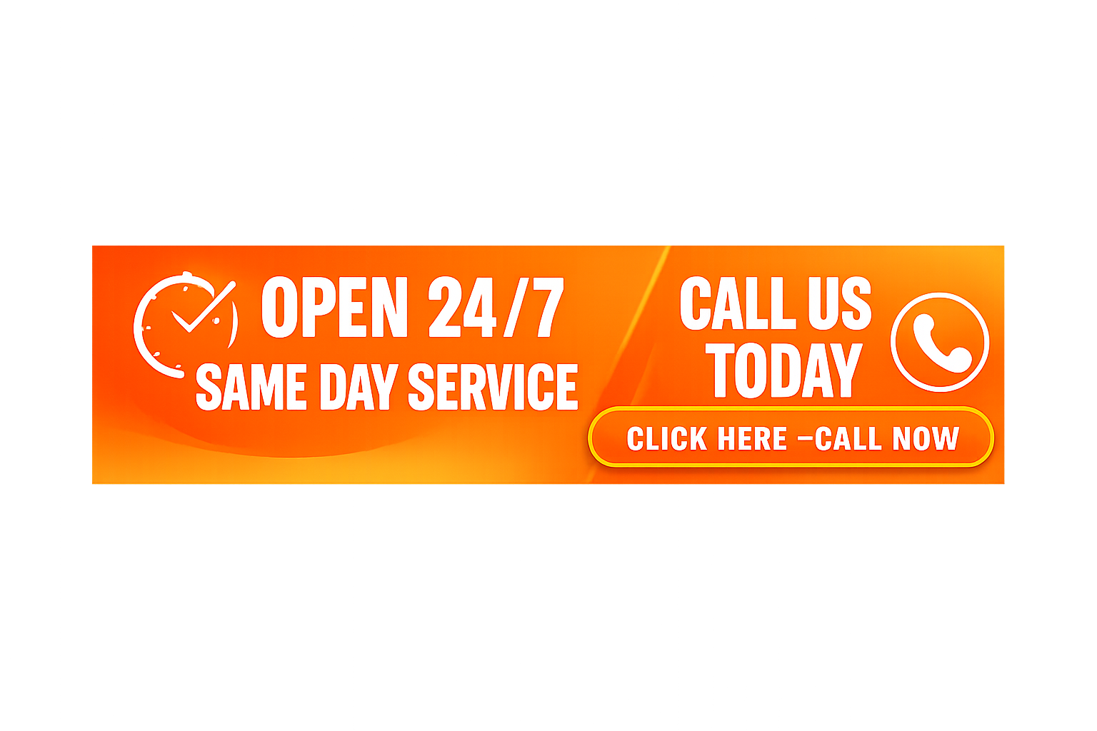 Open 24/7 same day service banner with call to action for garage door and gate repair services.